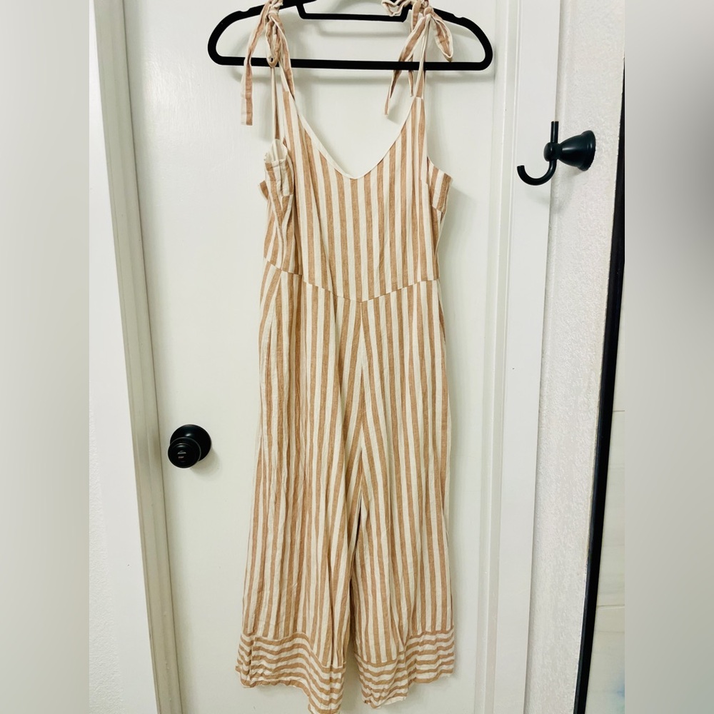Everly striped Tan Jumpsuit